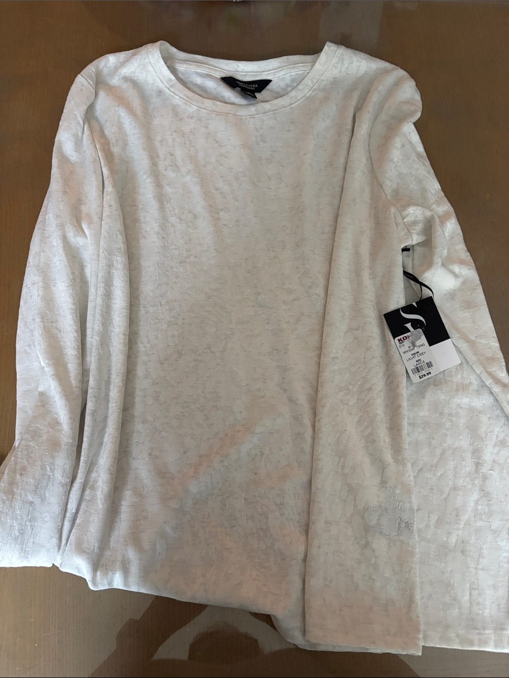 Simply Vera Vera Wang White Long Sleeve Slub Knit Top